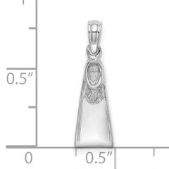 14K White Gold Scuba Flipper Charm
