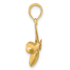 14K 3-D w/ 4 Blades Propeller Charm