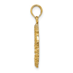 14K Textured Seahorse Charm