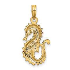 14K Textured Seahorse Charm
