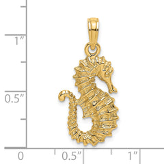 14K Textured Seahorse Charm