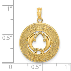 14K MIAMI BEACH w/Dolphins Circle Charm