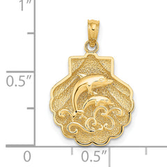 14K Reversible Dolphins and Waves in Shell Charm