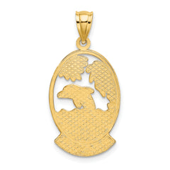 14K HAWAII w/ Dolphins in Waves Charm