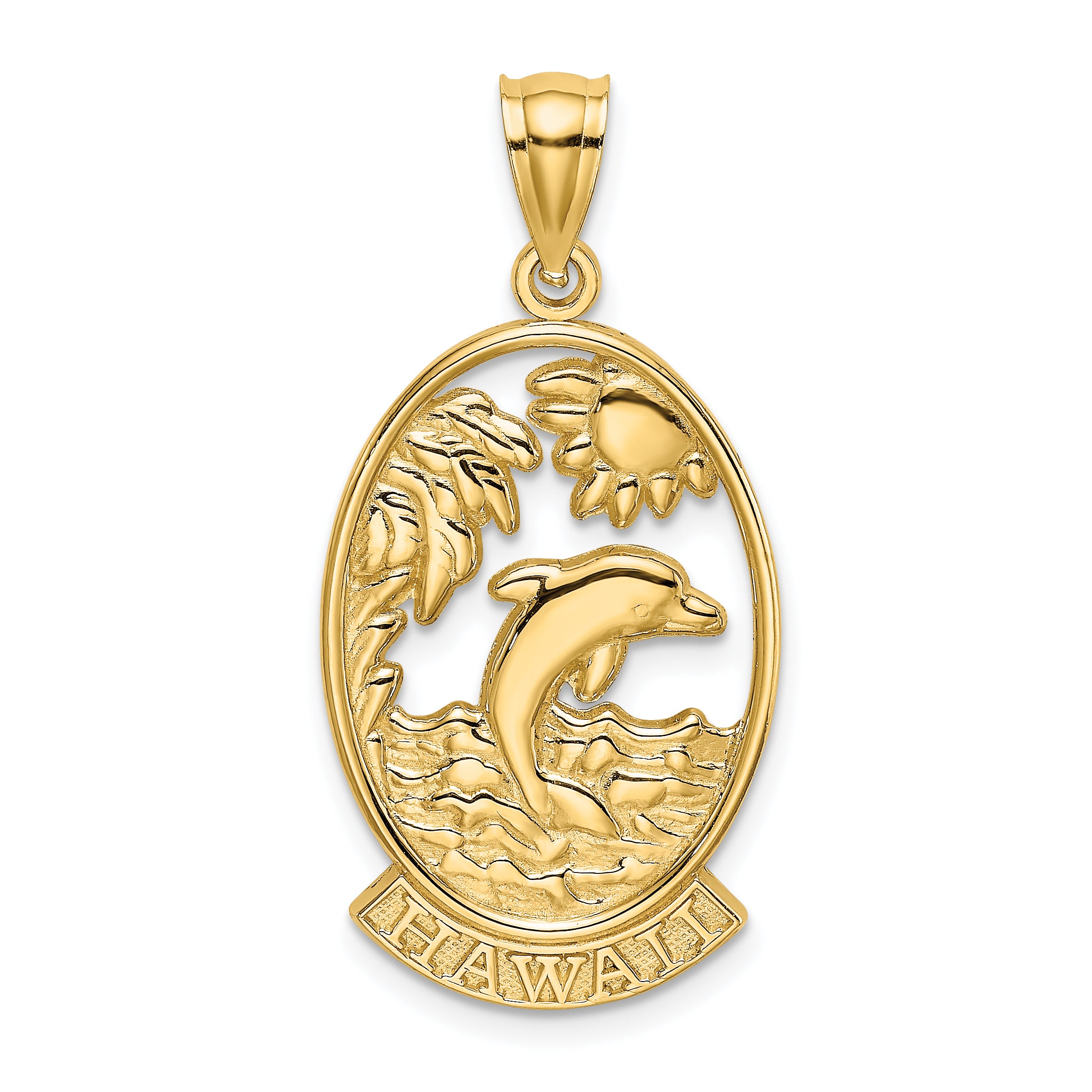14K HAWAII w/ Dolphins in Waves Charm
