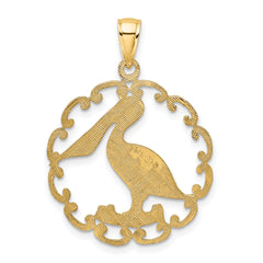14K Pelican In Circle Charm