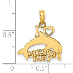 14K I HEART SIESTA KEY with Dolphin Charm