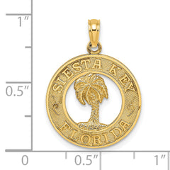 14K SIESTA KEY FLORIDA w/Palm Tree Circle Charm