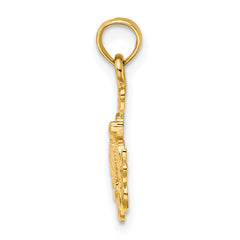 14K Textured Mini Sea Turtle and Kelp Charm