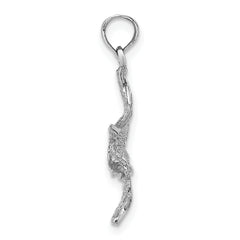 14K White Gold 3-D Pelican Flying Charm