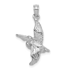 14K White Gold 3-D Pelican Flying Charm