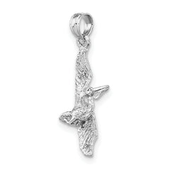 14K White Gold 3-D Pelican Flying Charm