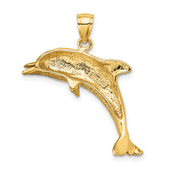 14K Polished Jumping Dolphin Charm