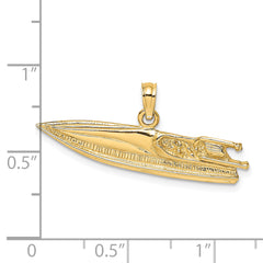 14K 2-D Textured SPEED BOAT Charm