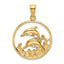 14K Double Dolphins In Circle Charm