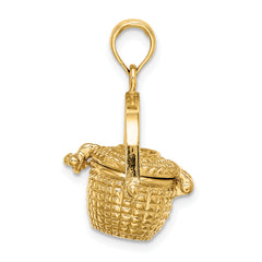 14K 3-D Nantucket Basket Moveable Lid Charm