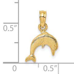 14K Textured Mini Dolphin Jumping Charm