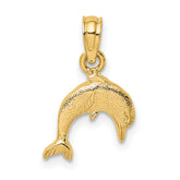 14K Textured Mini Dolphin Jumping Charm