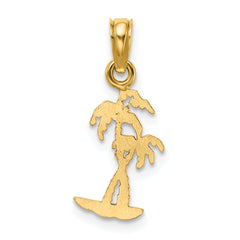 14K Texture Mini Double Palm Trees Charm