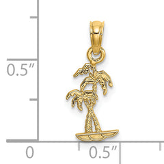 14K Texture Mini Double Palm Trees Charm