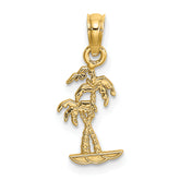 14K Texture Mini Double Palm Trees Charm