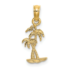 14K Texture Mini Double Palm Trees Charm