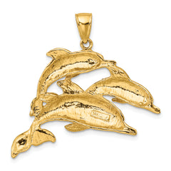 14K 2-D Three Dolphins Charm