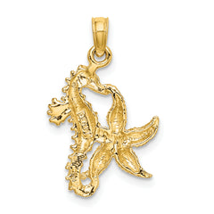 14K Starfish and Seahorse Charm