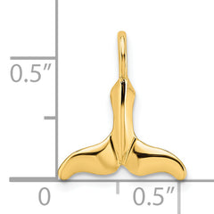 14K Polished Textured Mini Whale Tail Charm