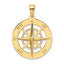 Nautical Compass Charm in 14K Yellow Gold, 29mm - Sophia Jewelers