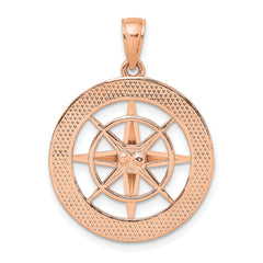 14K Rose Gold Nautical Compass Pendant