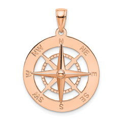 14K Rose Gold Nautical Compass Pendant