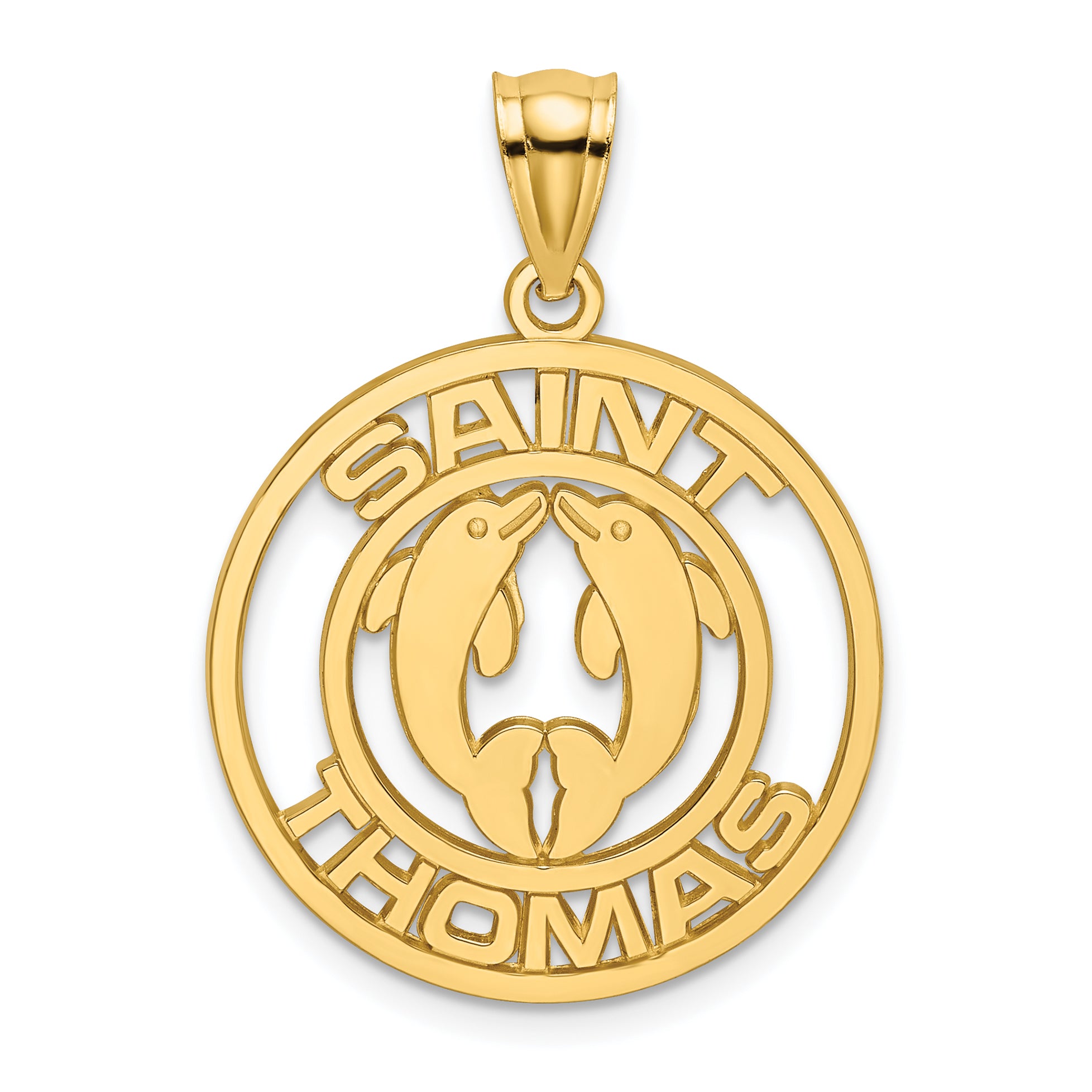 14K SAINT THOMAS w/ Dolphins Charm