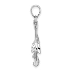 14K White Gold 3-D Polished and Textured Anchor w/Rope Charm