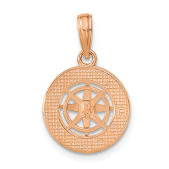14K Rose and White Gold Medium Nautical Compass Pendant