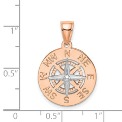 14K Rose and White Gold Medium Nautical Compass Pendant