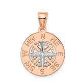 14K Rose and White Gold Medium Nautical Compass Pendant