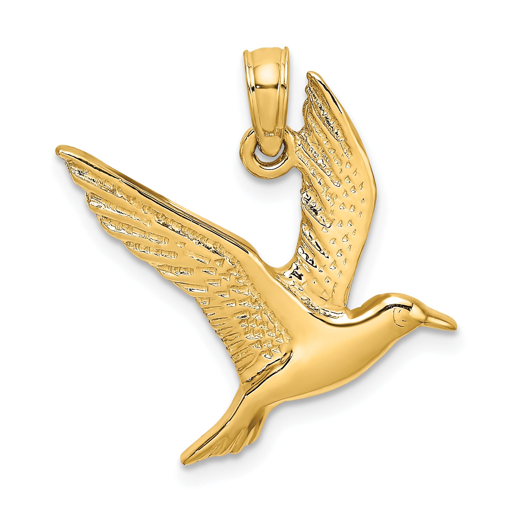 14K Polished Flying Seagull Charm