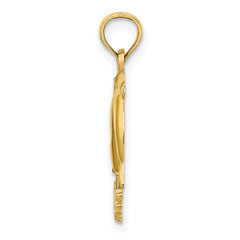 14k Polished OCEAN CITY w/ Jumping Dolphins Charm