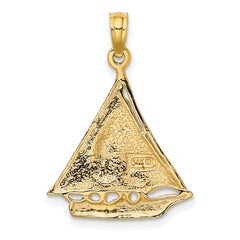 14K Polished and Textured Sailboat Charm