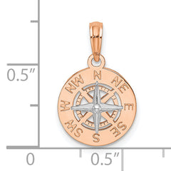 14K Rose and White Gold Mini Nautical Compass Pendant