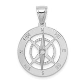 14K White Gold Nautical Compass W/Moveable Needle Charm