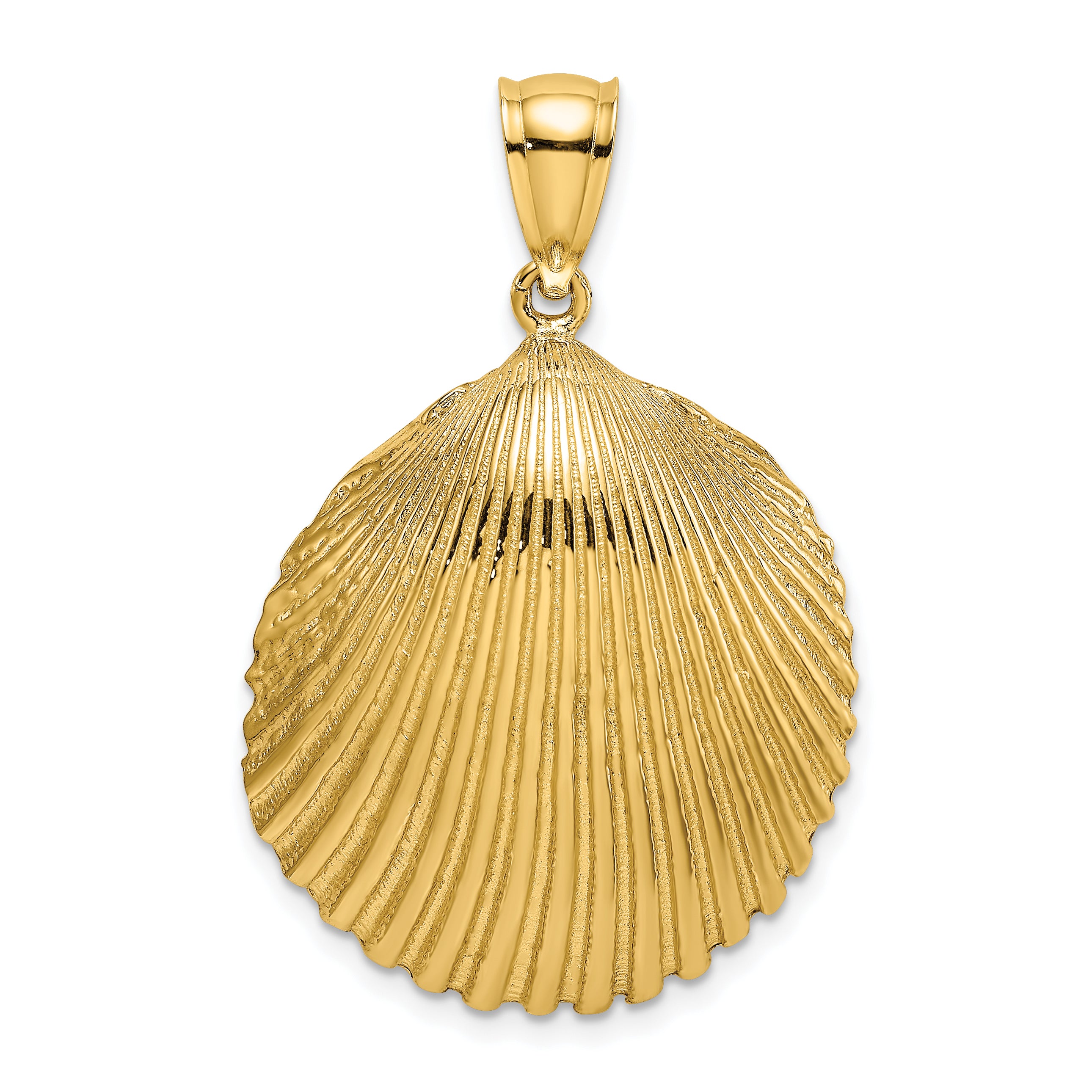 14K Textured Scallop Shell Charm