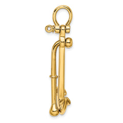 14K 3-D Polished Anchor 2 Piece and Moveable Charm