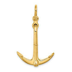 14K 3-D Polished Anchor 2 Piece and Moveable Charm