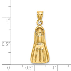 14K 3-D Scuba Flipper Charm