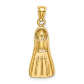 14K 3-D Scuba Flipper Charm