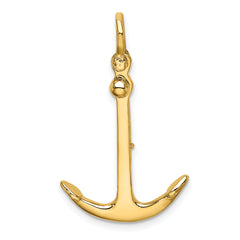 14K 3-D Polished Anchor 2 Piece and Moveable Charm