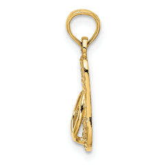 14K 3D LBI (Long Beach Island) Single Flip-flop Charm
