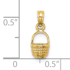 14K 2-D Flat Back Mini Basket Charm